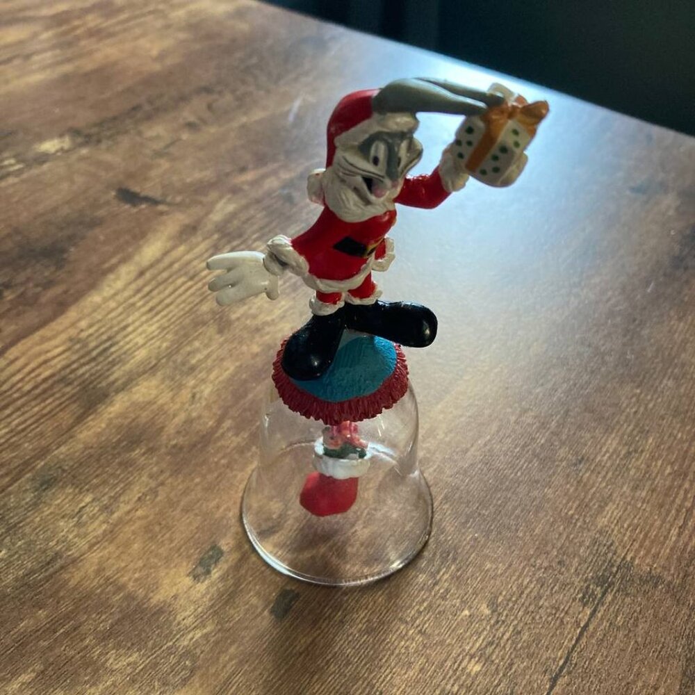 Warner Brothers Looney Tunes Glass Holiday Bell Bigs Bunny Christmas 1998
